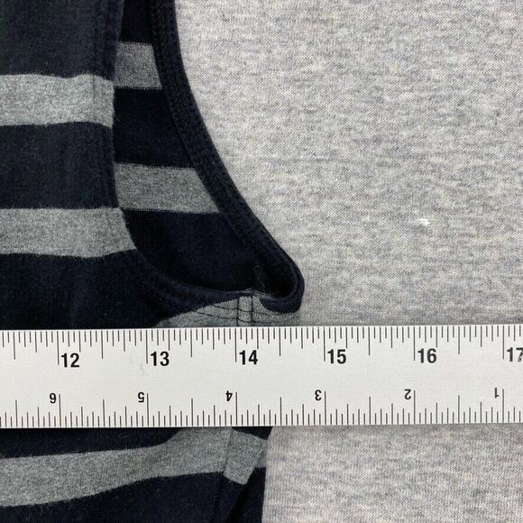 Express Tank Top Womens Small Petite Back Gray Striped 1/2 Zip Front Swing Skirt - Picture 9 of 12